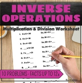 Multiplication and Division Inverse Operations Worksheet