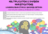 Multiplication and Division Investigations Australian Curriculum
