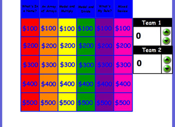 Preview of Multiplication and Division Jeopardy Review Game (Promethean software)