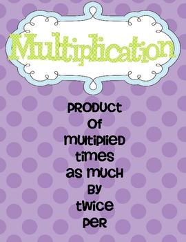 Multiplication Division Key Words Worksheets Teaching Resources Tpt