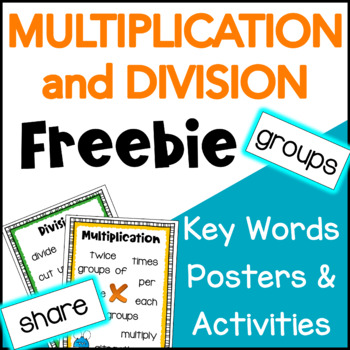 Preview of Free Multiplication & Division Math Key Words Posters for Word Problems