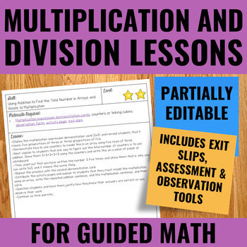 Preview of Multiplication and Division Lessons | Partially Editable for French Translation