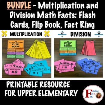 Preview of Multiplication and Division Math Facts Bundle: Flash Cards, Flip Book, Fact Ring