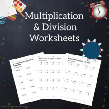 Preview of Multiplication and Division Math Worksheets for 3rd 4th 5th Grades