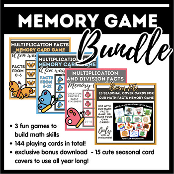 Preview of Multiplication and Division Memory Game Bundle: Perfect for Math Centres