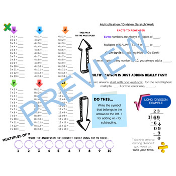 Preview of Multiplication and Division / Multiples & Factors Scaffolding / Scratch Paper