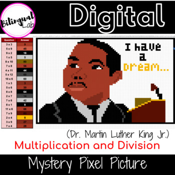 Preview of Multiplication and Division- Mystery Pixel Art (Dr. Martin Luther King Jr.)