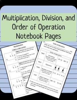 Preview of Multiplication and Division Notebook Pages - 4th, 5th, and 6th Grades