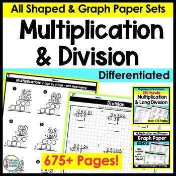 Preview of Long Division and Multiplication Practice Worksheets Ultimate Curriculum Bundle