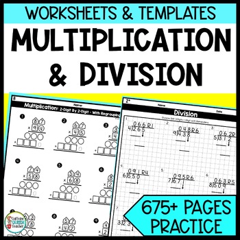 Preview of 2-Digit Multiplication and Long Division Practice Worksheets Ultimate Curriculum