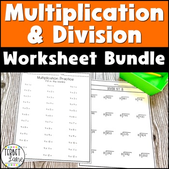 Preview of Multiplication Facts Practice, Drills & Division Practice Worksheets Grade 3 4