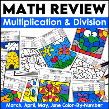 Preview of Multiplication and Division Practice & Spring & May Coloring Pages for Earth Day