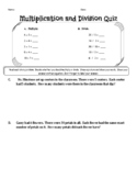 Multiplication and Division Quiz