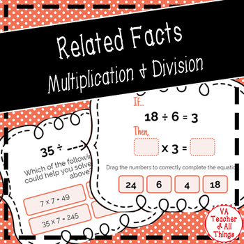 Preview of Multiplication and Division Related Facts Boom Cards SOL 3.4