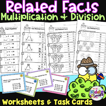 Preview of Multiplication and Division Related Facts Worksheets - Fact Families