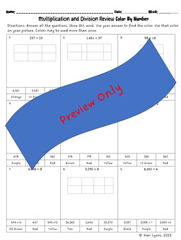 Preview of Multiplication and Division Review Color By Number