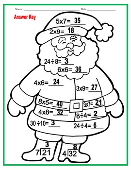 Multiplication and Division Santa by Suzanne G | TPT