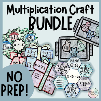 Preview of Multiplication and Division Strategies Winter Craft Bundle