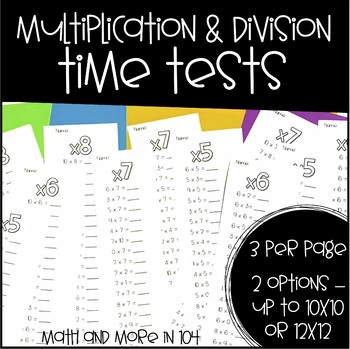 Preview of Multiplication and Division Time Tests || Fact Fluency