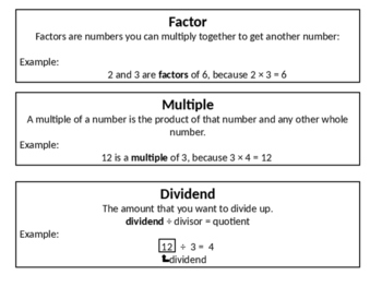 Preview of Multiplication and Division Vocabulary Cards