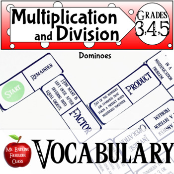 Preview of Multiplication and Division Vocabulary Dominoes Math Center Activity