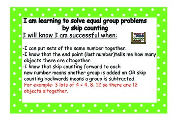 multiplication and division walts and success criteria by