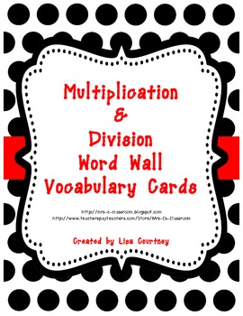 Preview of Multiplication and Division WORD WALL Vocabulary Cards - Math