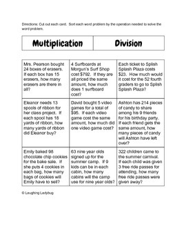 multiplication and division word problem sort free by reading in all seasons