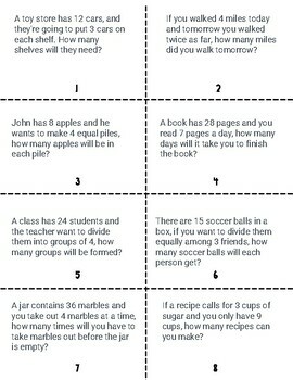 Multiplication and Division Word Problem Task Cards | TPT