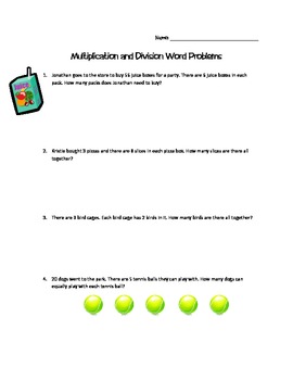 Multiplication and Division Word Problems - 3rd Grade by Miss Palmerton