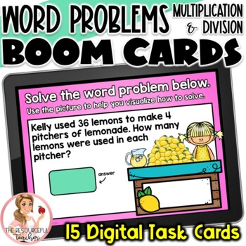 Preview of Multiplication and Division Word Problems BOOM Cards | Digital Task Cards