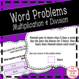 Multiplication and Division Word Problems Boom Cards SOL 3.4