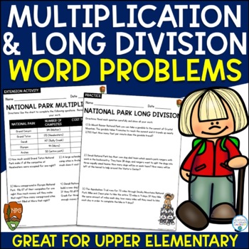 Preview of Multiplication and Division Word Problems Review Worksheets | National Parks