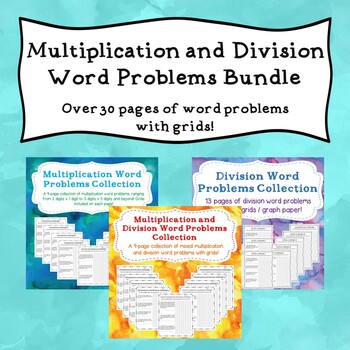 Preview of Multiplication and Division Word Problems Bundle ( With Grids / Graph Paper )