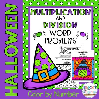 Preview of Multiplication and Division Word Problems | Color by Number | Halloween FREEBIE