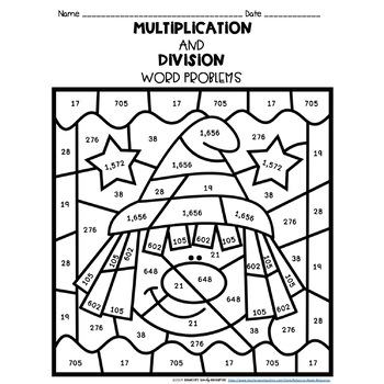 multiplication and division word problems color by number