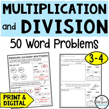 Preview of Multiplication and Division Word Problems - Digital and Print - Equal Groups