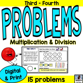 Preview of Multiplication and Division Word Problems Google Classroom and Print