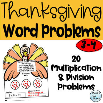 Preview of Multiplication and Division Word Problems - Thanksgiving - Equal Groups - Arrays