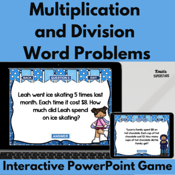 Preview of Multiplication and Division Word Problems Winter Themed PowerPoint Game