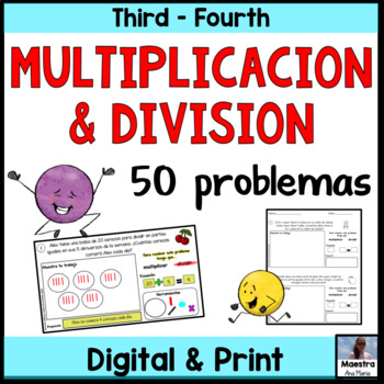 Preview of Multiplication and Division Word Problems in Spanish - Division y multiplicación