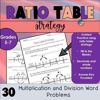 Preview of Multiplication and Division Word Problems Practice Pages: Ratio Table Strategy