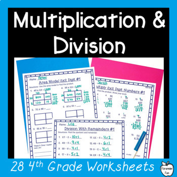 multiplication and division worksheets 4th grade practice by foreman fun