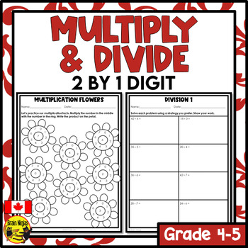 multiplication and division worksheets grade 4 by brain ninjas tpt