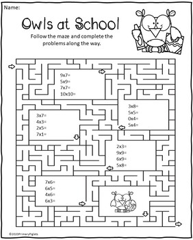 Multiplication Division Worksheets Mazes Back to School ...