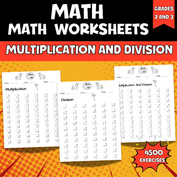 Preview of Math Multiplication and Division Worksheets Within 100, 2nd,3rd Grade Math Facts
