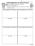 Multiplication and Division of Decimals Practice Worksheet