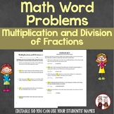 Multiplication and Division of Fractions Editable Word Problems