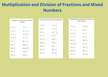 Preview of Multiplication and Division of Fractions and Mixed Numbers  Bundle