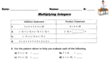 Multiplication and Division of Integers Printable - Grade 7 Math